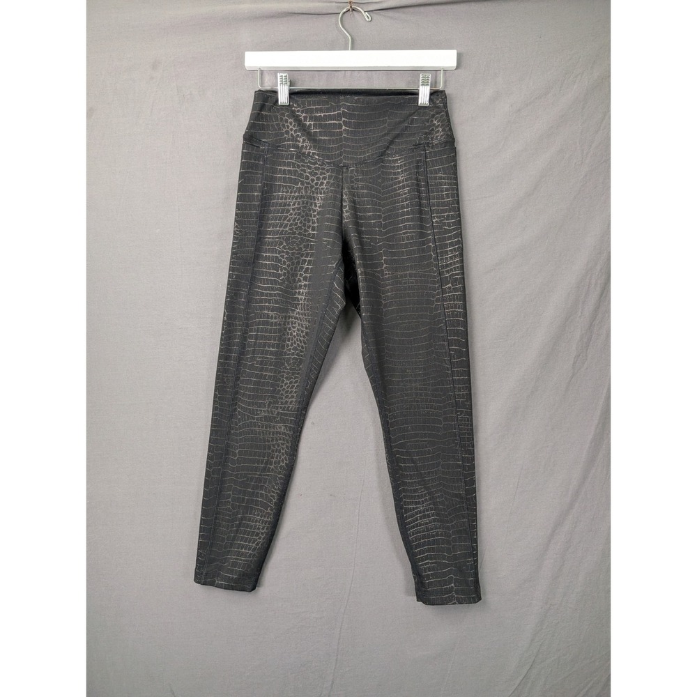 PINK Victoria Secret Ultimate High Waist Leggings Black Croc Embossed Womens M